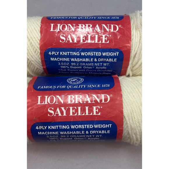 Vintage Lion Brand Sayelle Yarn Lot 2 4-Ply Worsted Dupont Orlon Acrylic - Picture 5 of 5